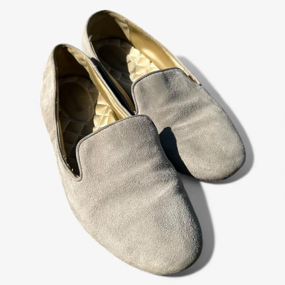 Birdies Starling Loafers Quilted Comfort Chic Minimal Suede Stone Size 8 Neutral